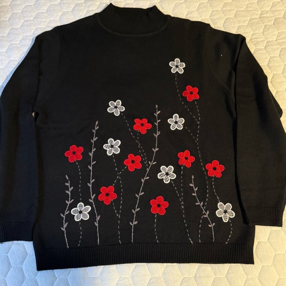 Vintage Embroidered Floral Sweater